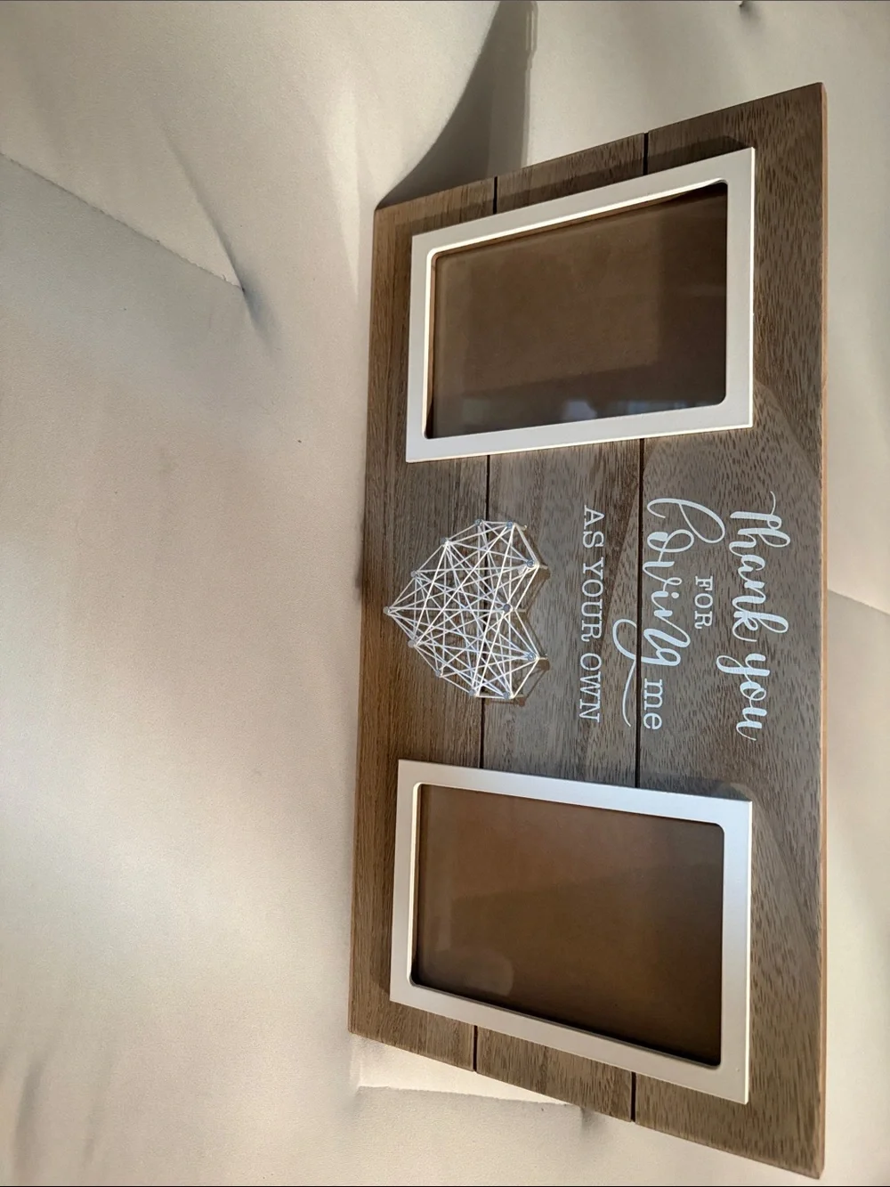 Rustic Brown Double Photo Frame with White Accents